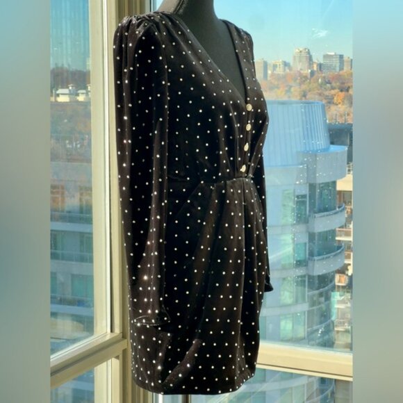 🆕 SELF-PORTRAIT 🧿NWOT Crystal Embellish Velvet Diamante Mini Dress, Sz US4 UK8 - Picture 6 of 16